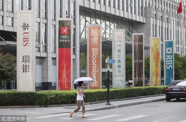 Billboards of foreign banks are showed in Beijing, August 26, 2017. [File Photo: VCG]