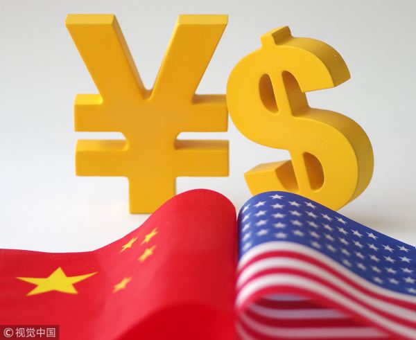 The Chinese yuan and U.S. dollar symbols. [Photo: VCG]