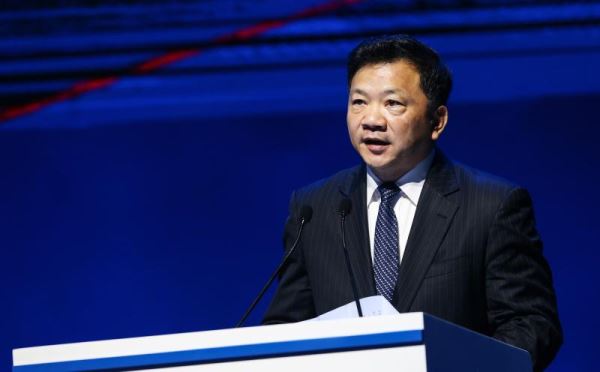 Shen Haixiong, Vice Minister of the Publicity Department of the CPC Central Committee and President of China Media Group delivers a speech at the 21st Century Maritime Silk Road China International Communication Forum in Zhuhai, Guangdong Province, September 19, 2018. [Photo: China Plus/Li Jin]