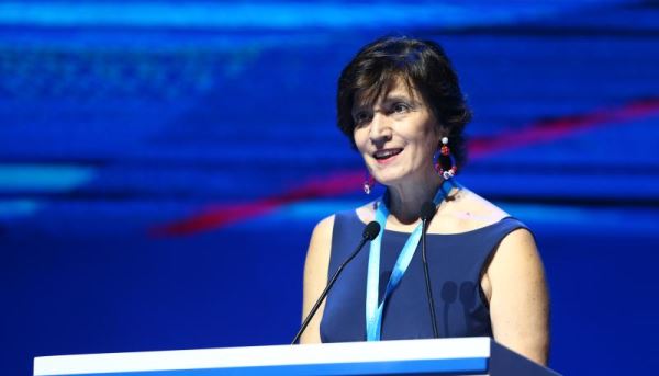 Stefania Stafutti, director of the Confucius Institute in Turin, Italy, delivers a speech at the 21st Century Maritime Silk Road China International Communication Forum in Zhuhai, Guangdong Province, September 19, 2018. [Photo: China Plus/Li Jin]