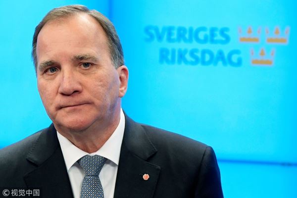 Swedish Prime Minister Stefan Lofven speaks to the press after he was ousted in a vote of no-confidence in the Swedish Parliament Riksdagen on September 25, 2018 in Stockholm.[Photo:VCG]